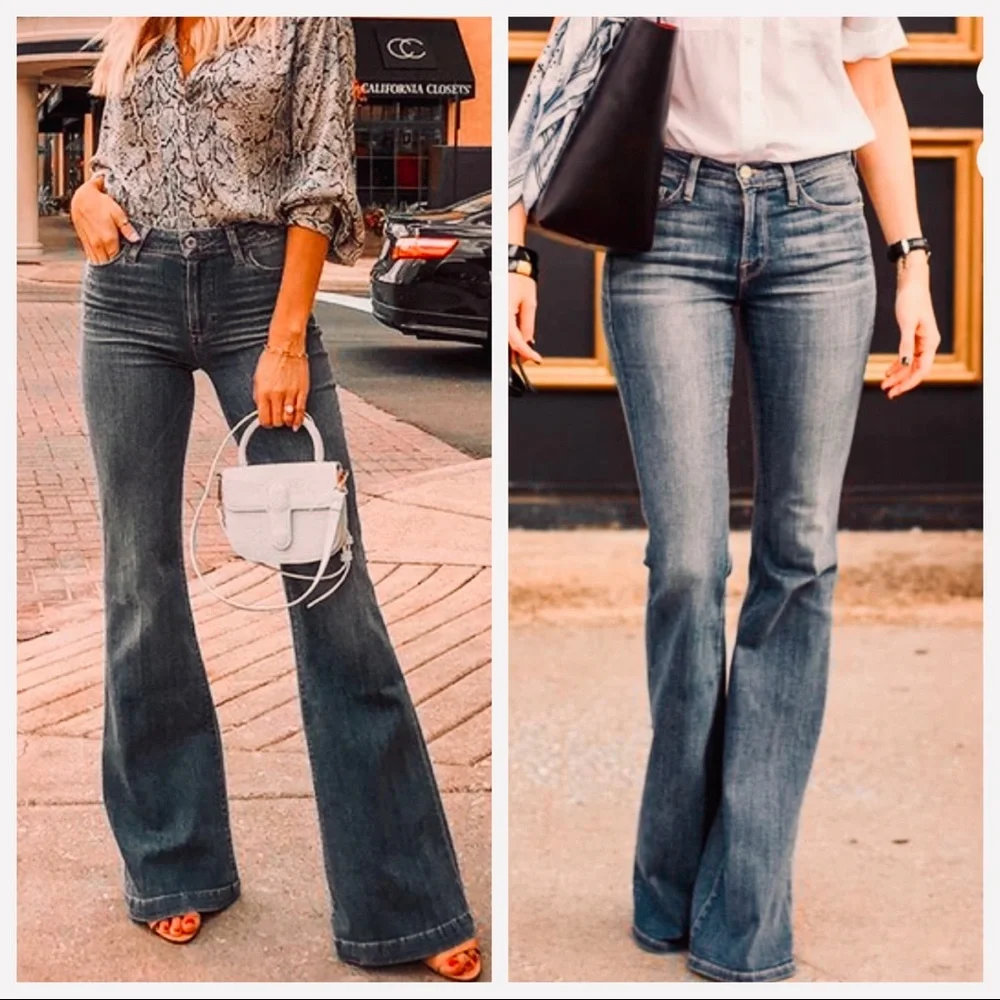 Wide Leg Boho  5 Pocket Best Fitting Jeans in a Dark Wash - Picture 4 of 8